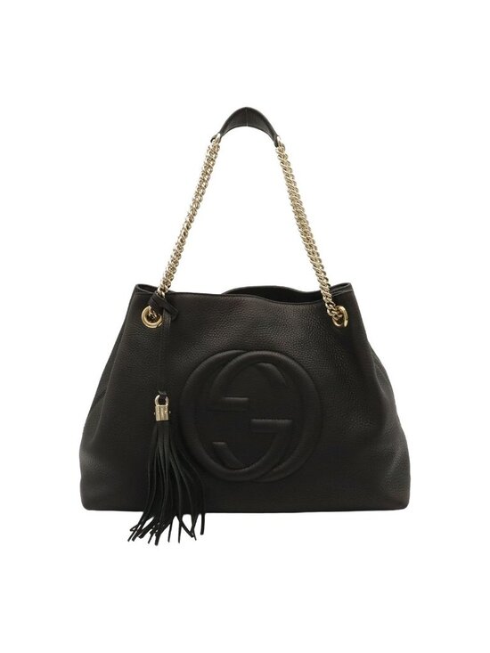 Gucci Handbags - Gucci Soho Interlocking G Logo Chain Shoulder Bag Tote Tassel Charm Leather
